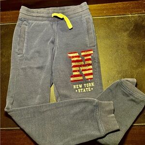 H&M New York State Kids Joggers Navy with Flip Sequins on left leg, size 9 - 10